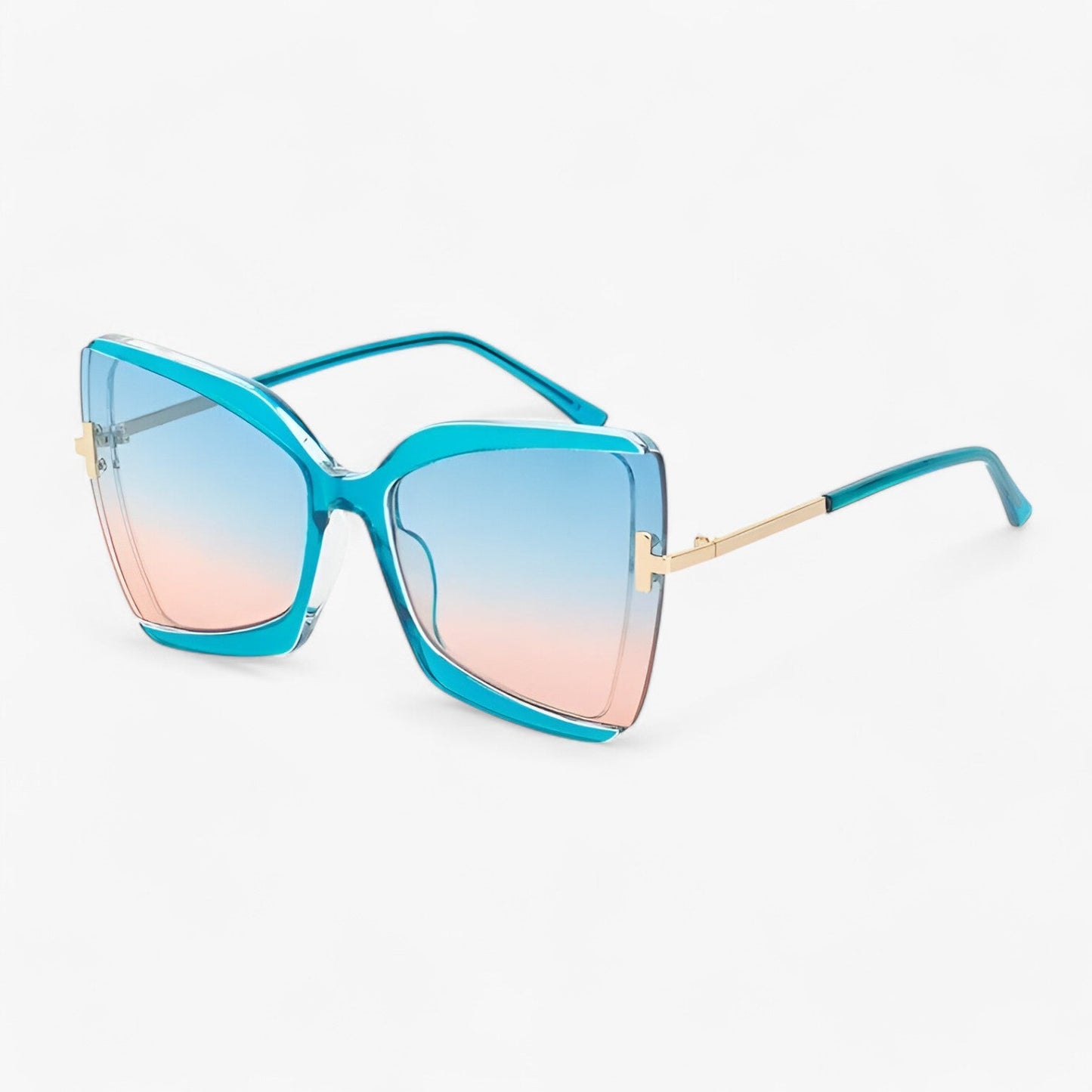 Andrea | Katzenaugen-Sonnenbrille mit T-Rahmen - gewagter Stil, lebendige Farben