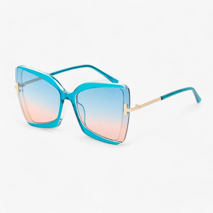 Andrea | Katzenaugen-Sonnenbrille mit T-Rahmen - gewagter Stil, lebendige Farben