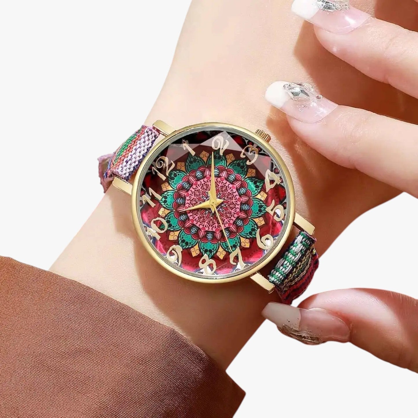 Elora | Vintage Damenuhr mit Blumenmuster