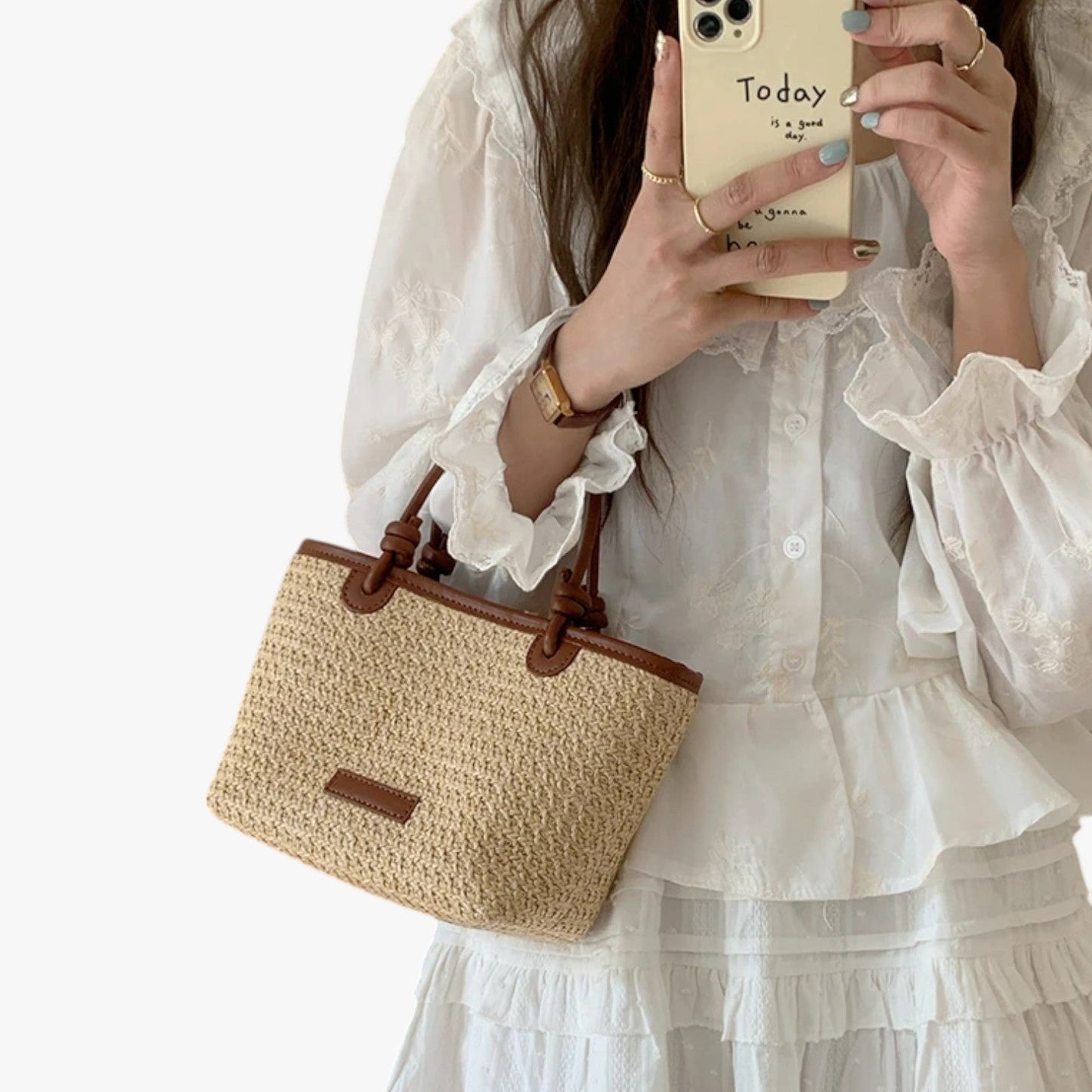 Herbst | Leichte Strohtasche für den Sommer, Chic und bereit für den Strand