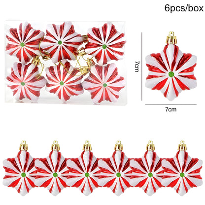 sternenklar | Set mit 6 Christbaumschmuck – festliche rote Süßigkeiten- und Schneeflocken-Dekoration