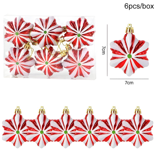 sternenklar | Set mit 6 Christbaumschmuck – festliche rote Süßigkeiten- und Schneeflocken-Dekoration
