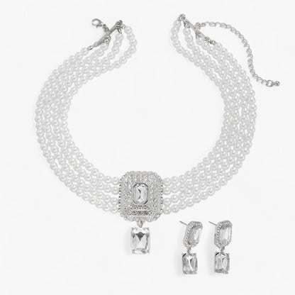 Lacteo Retro Eleganz: Mehrlagiges Perlen-Schmuckset für Damen