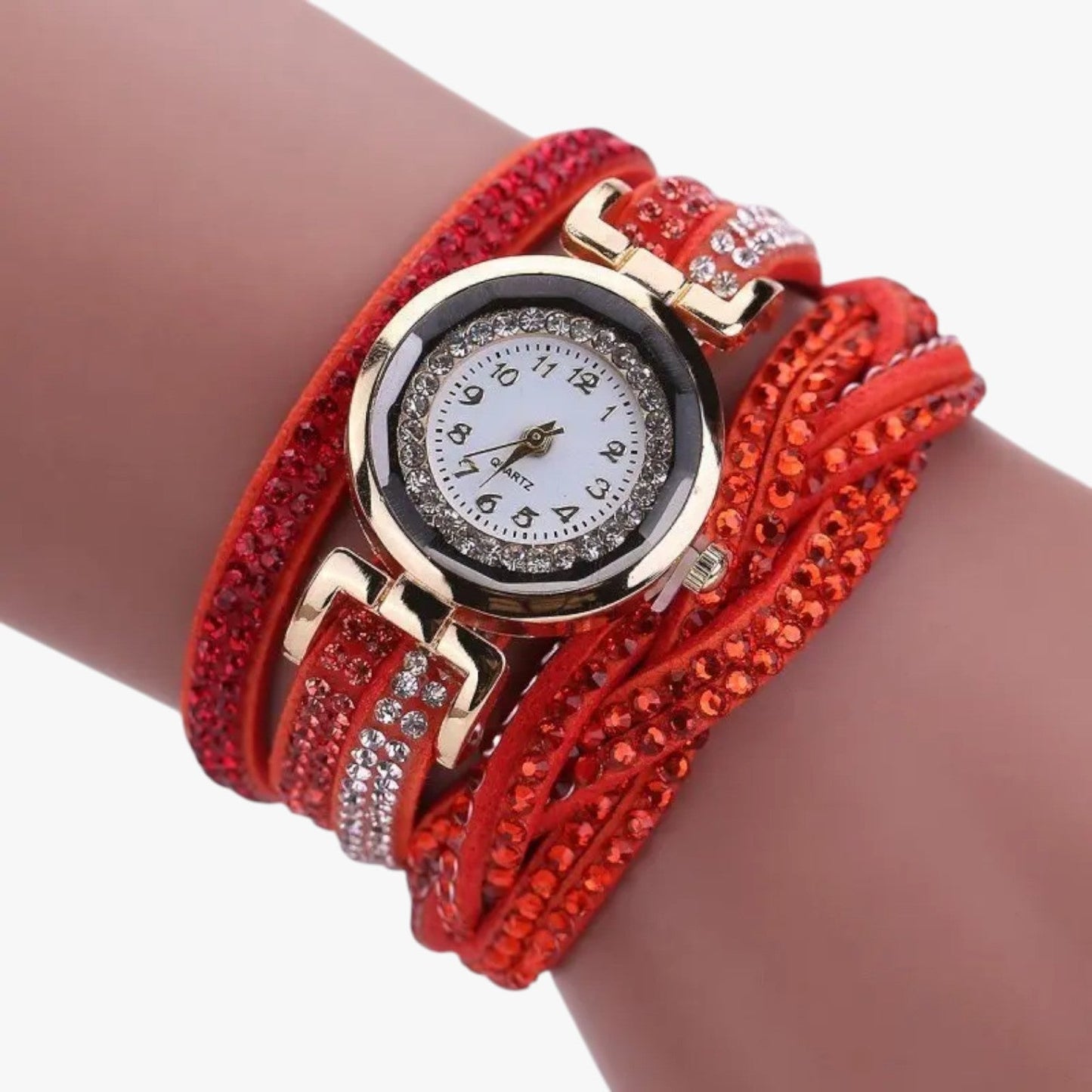 Heidi | Damenuhr mit langem Lederarmband: Eleganz und Glanz vereint