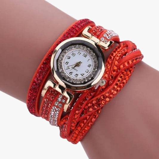 Heidi | Damenuhr mit langem Lederarmband: Eleganz und Glanz vereint