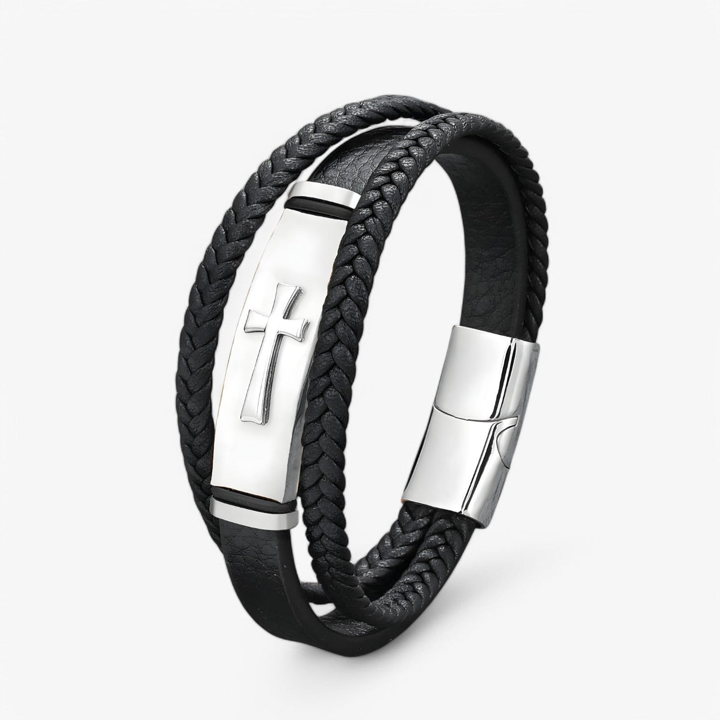 Rafa | Robustes schwarzes goldenes Kreuzarmband