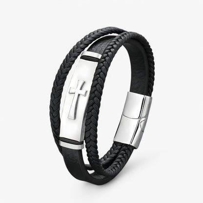 Rafa | Robustes schwarzes goldenes Kreuzarmband