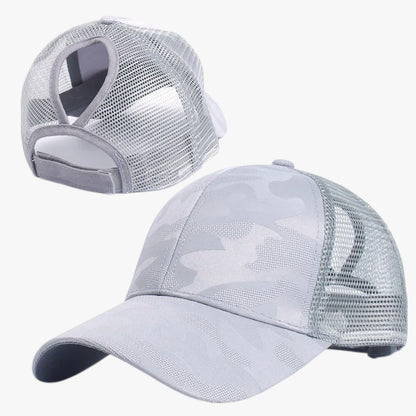 Blaire | Sommerhut Camouflage mit Netz und Dutt