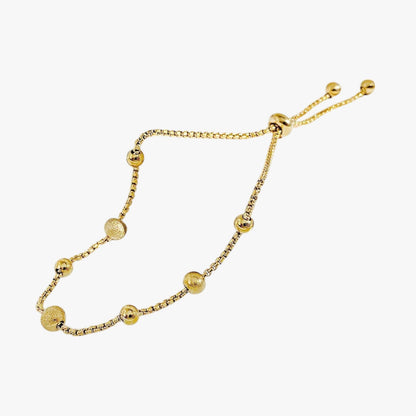 Alaia | Verstellbares Armband mit mattierten Perlen aus Edelstahl
