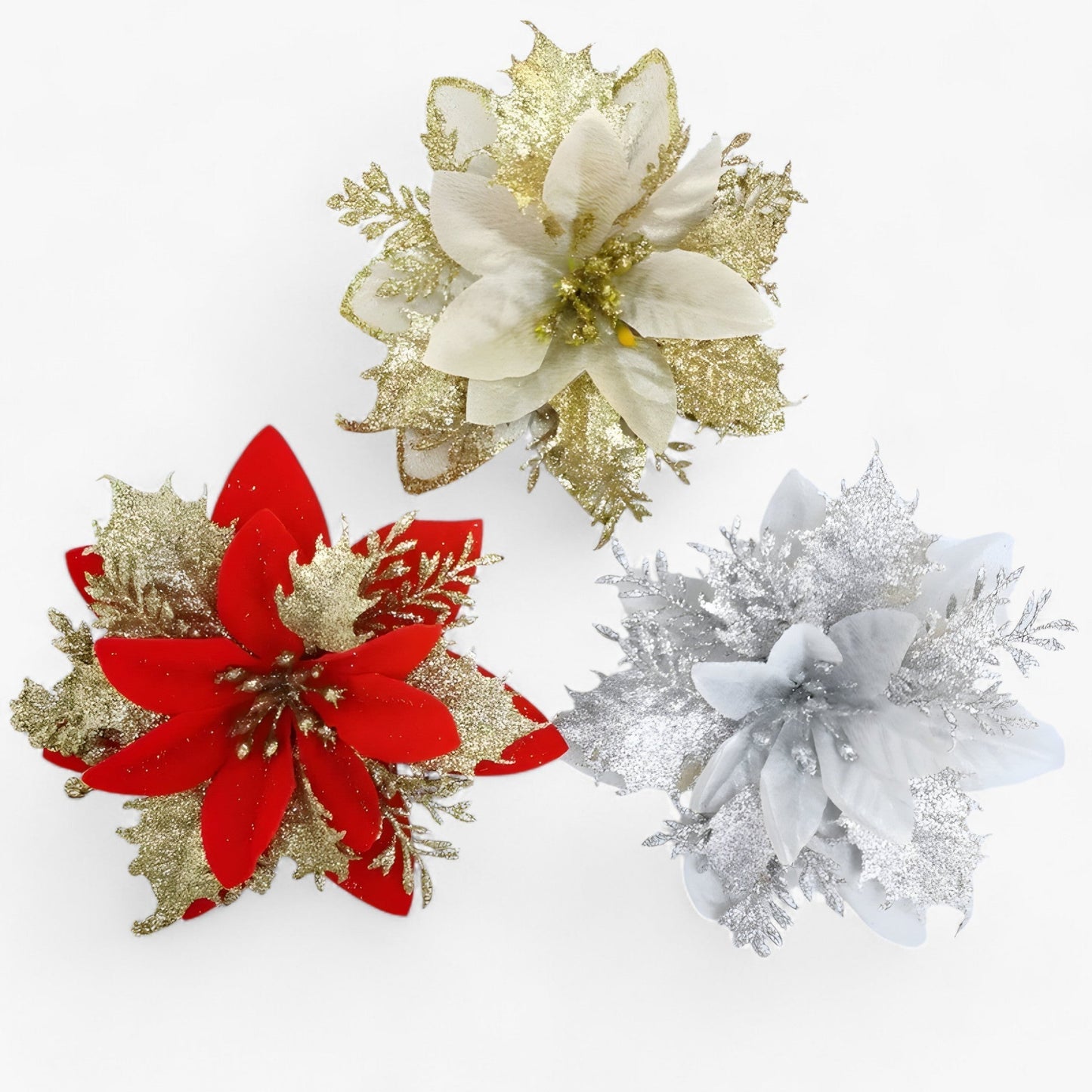 Blooms | Kunstweihnachtsblumen mit Glänzendem Goldstaub - Eleganz für Weihnachten