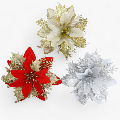 Blooms | Kunstweihnachtsblumen mit Glänzendem Goldstaub - Eleganz für Weihnachten