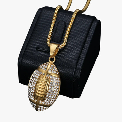 Jayson | Rugby-Halskette aus Edelstahl mit Kristall