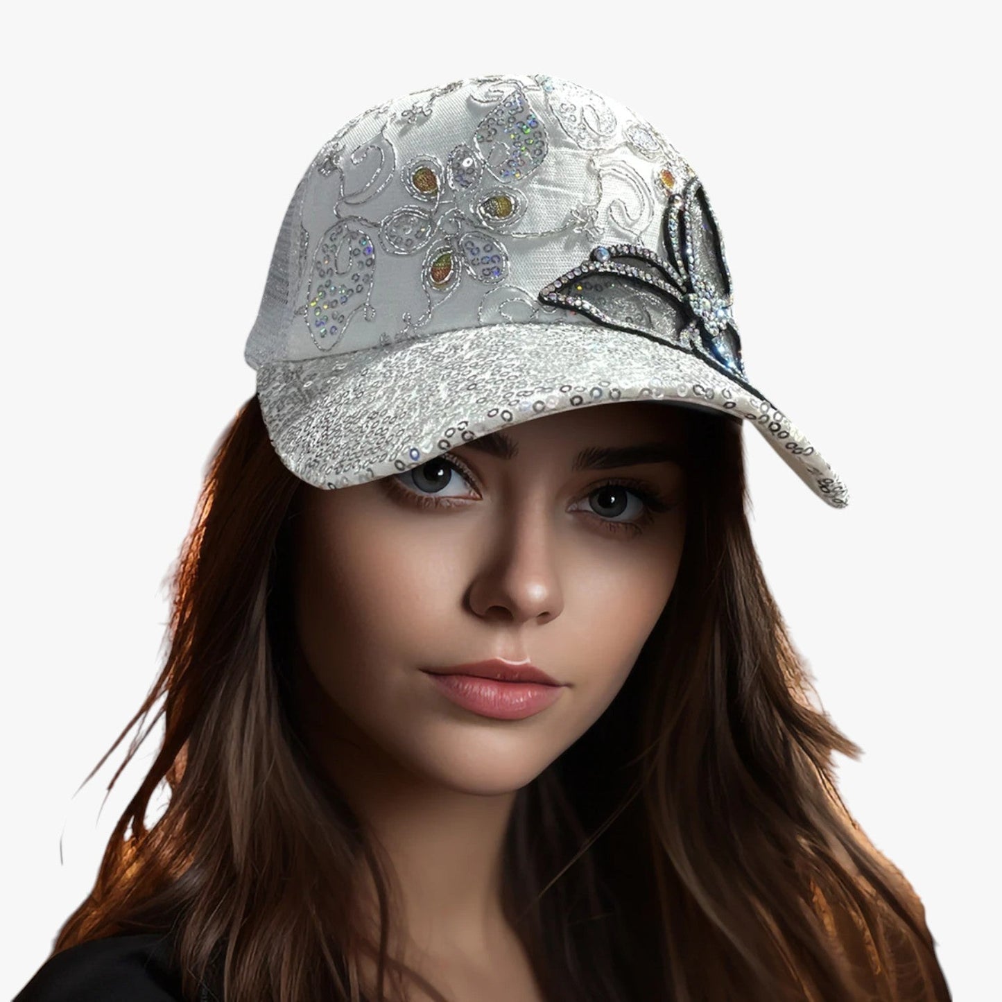 Peyton | Damen Baseballcap aus glitzerndem Denim mit verstellbarer Schnalle