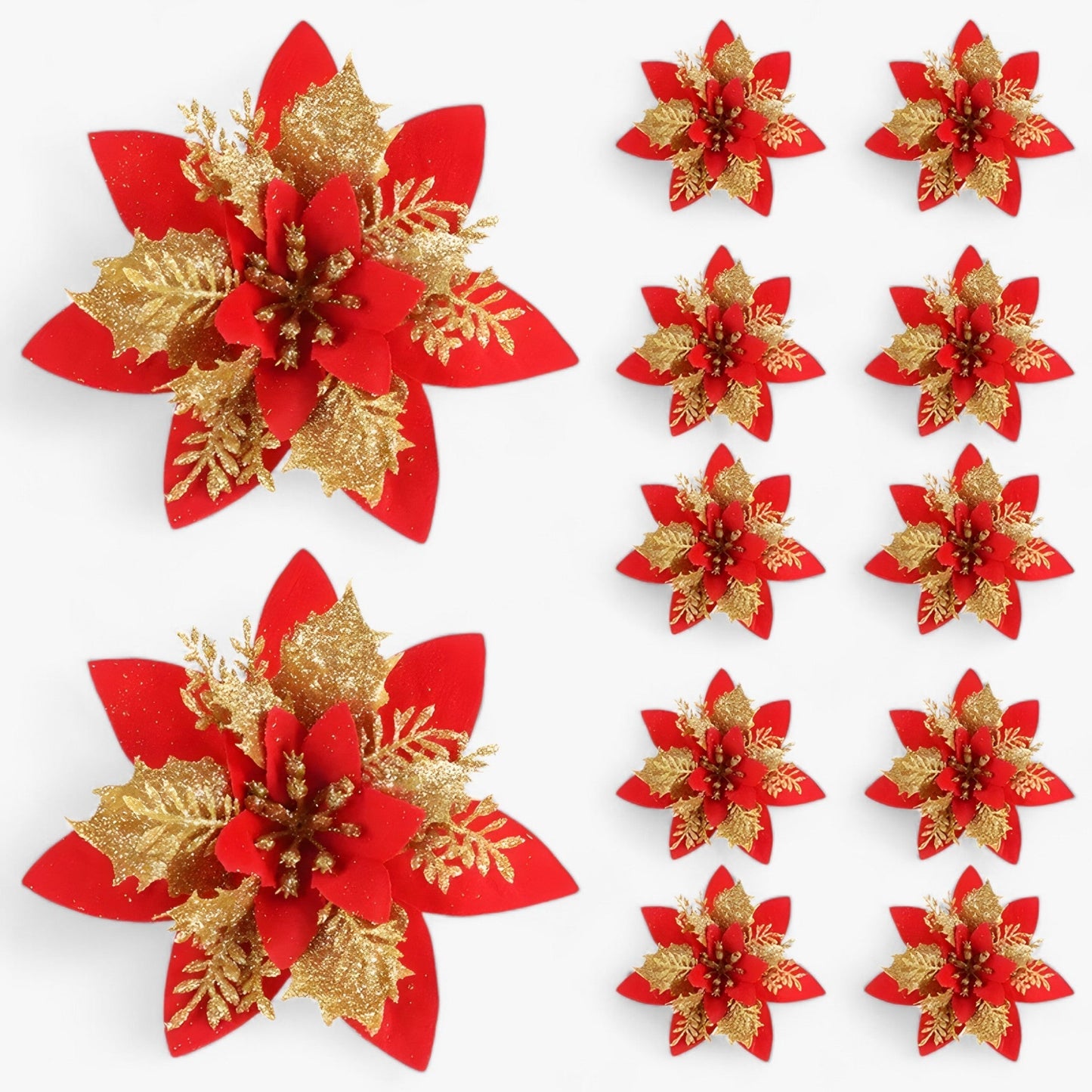 5/10 Stück glitzernde Weihnachtsblumen – funkelnder Baumschmuck