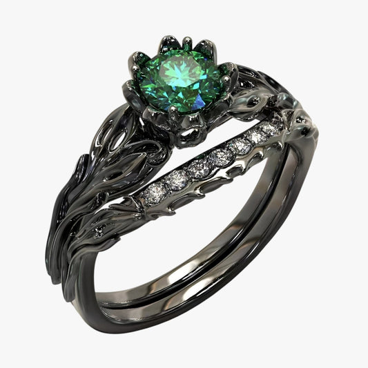 Hazel | Gothic Couple Ringe aus Quarz und Zirkon