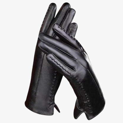 Leah | Damen Winterhandschuhe aus PU-Leder mit Touchscreen-Funktion & Windschutz