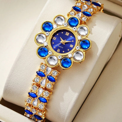 Lilliana | Elegante Armbanduhr mit Blumen-Zifferblatt aus Kristall
