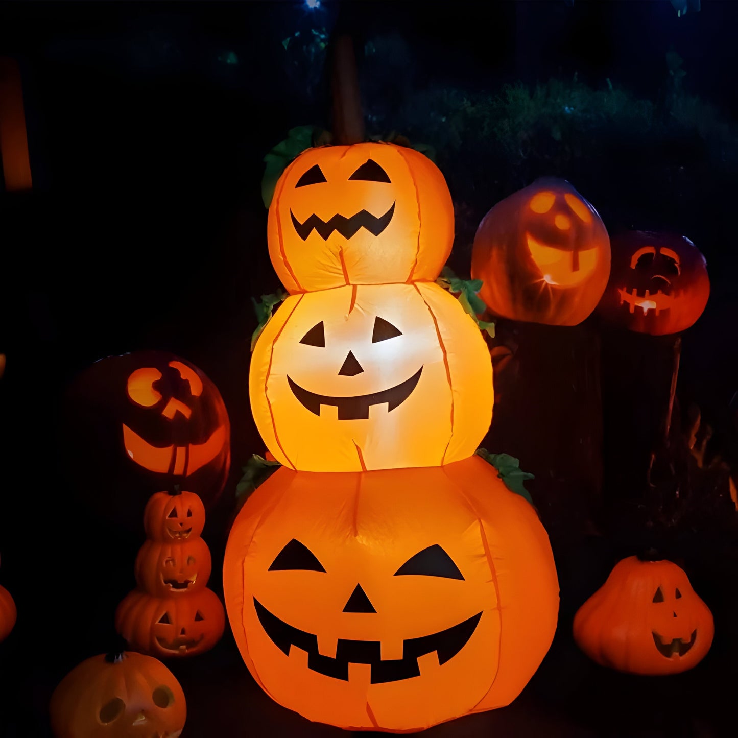 Aufblasbare LED-Kürbis - Gruselige Deko für Halloween im Freien