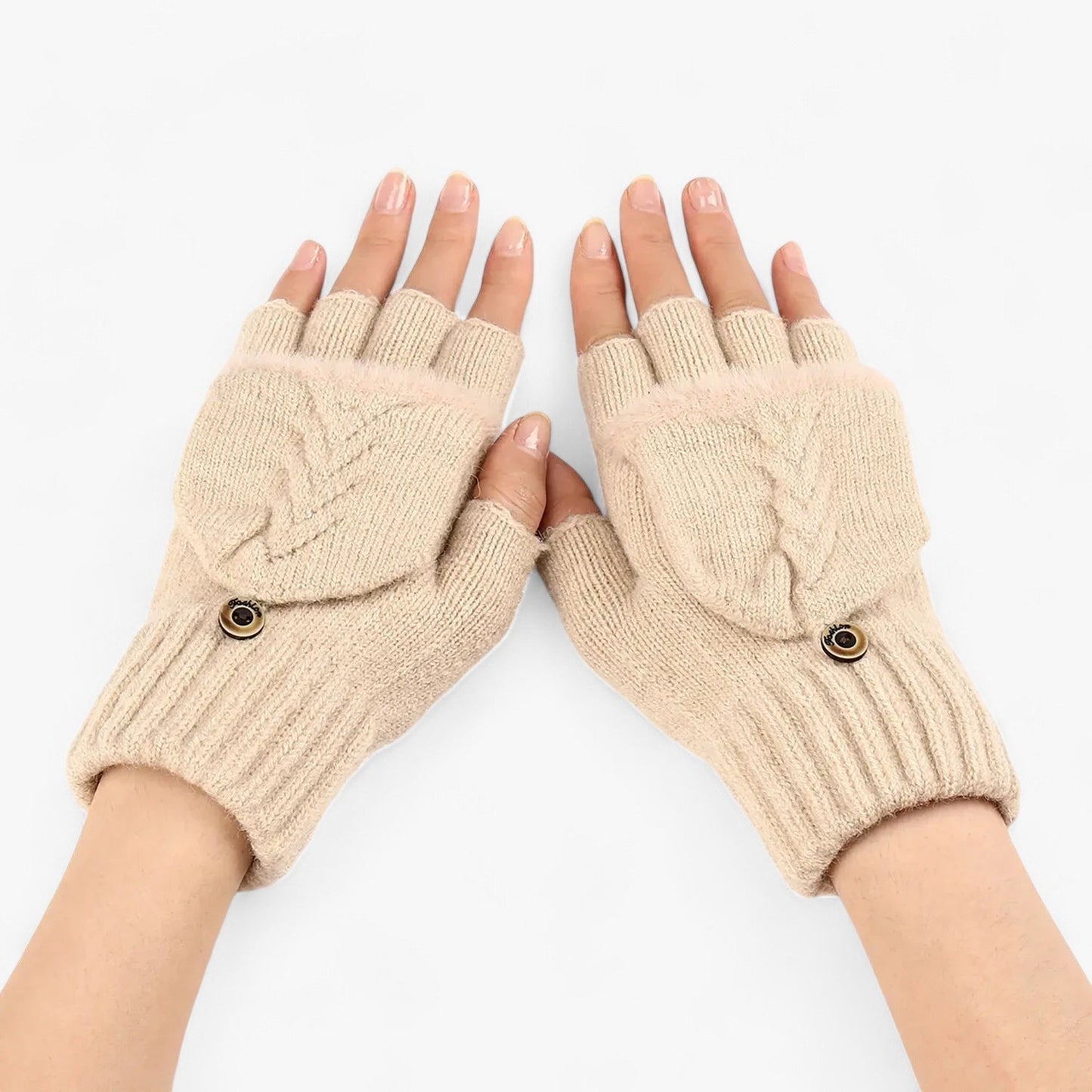 Dicke umgeschlagene gestrickte Handschuhe für Damen - für kaltes Wetter