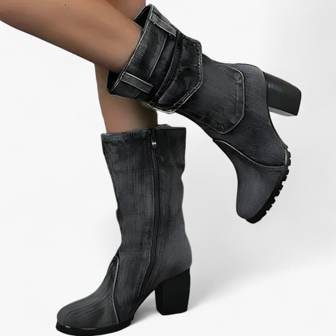 Sierra | Cowboystiefel aus Denim mit hohem Absatz