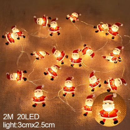 TwinkleLights | LED Lichterschlauch 20LED - Beleuchten Sie Ihre Feste mit dem Weihnachtsmann und Schneeflocken