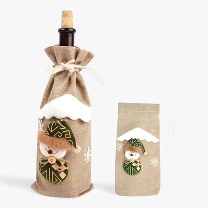 FengRise Dekoration | Flasche Hülle Weihnachtsmann - Geschenkhalter in Weihnachtsstrümpfen - Weihnachtsgeschirr - Neujahrs Geschenk