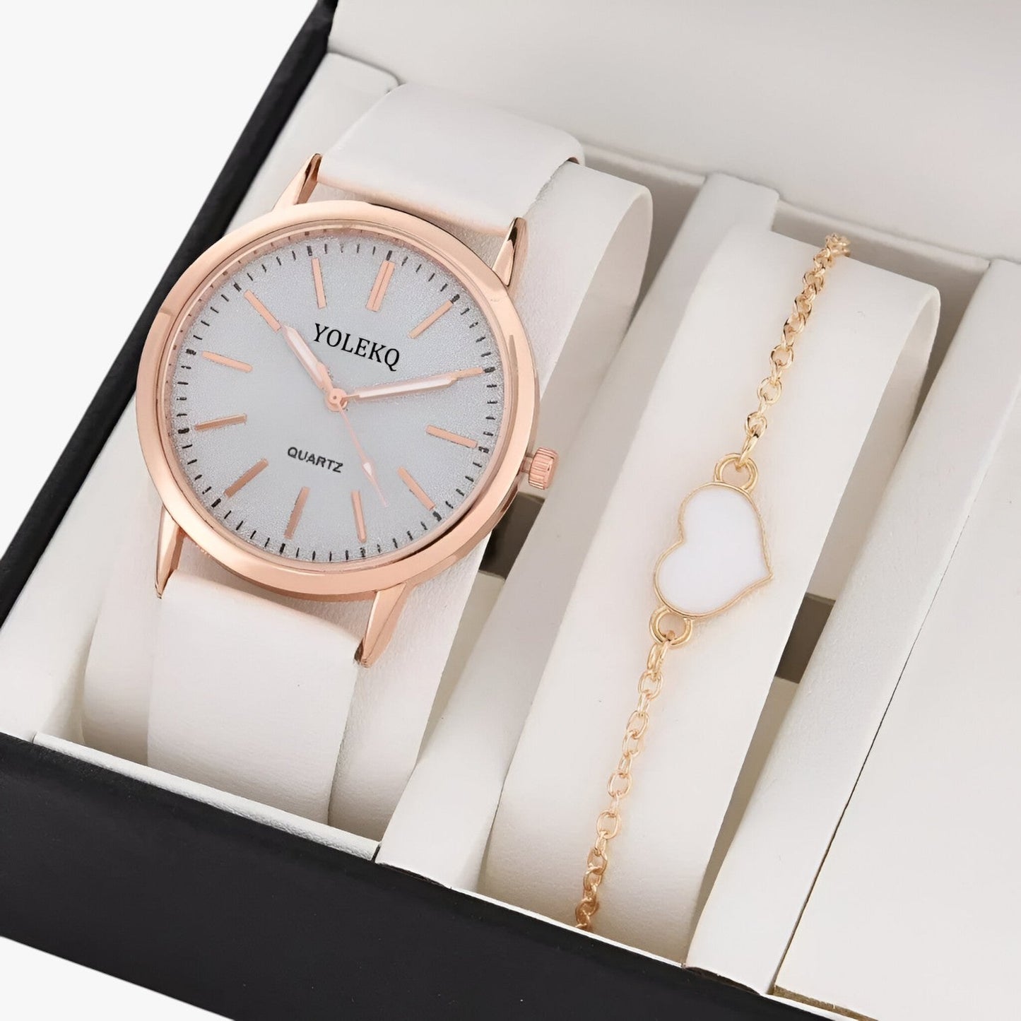 Nova | Set Eleganza Femminile 2 Uhren aus Leder für Damen und Armband, Luxusstil am Handgelenk