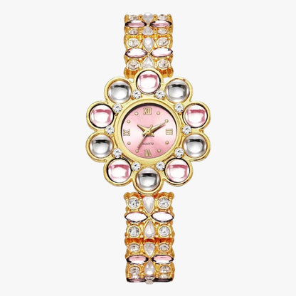 Lilliana | Elegante Armbanduhr mit Blumen-Zifferblatt aus Kristall