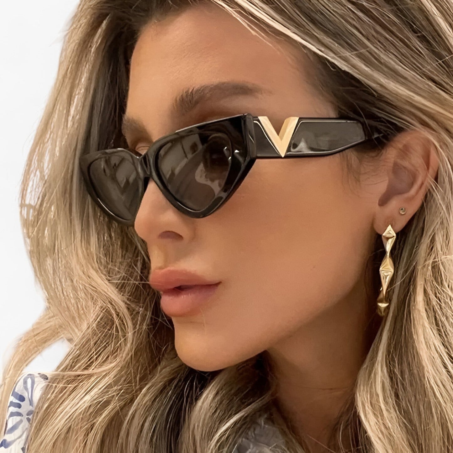 Samara | Luxus Glamour Katzenaugen Sonnenbrille für Damen - UV400-Schutz