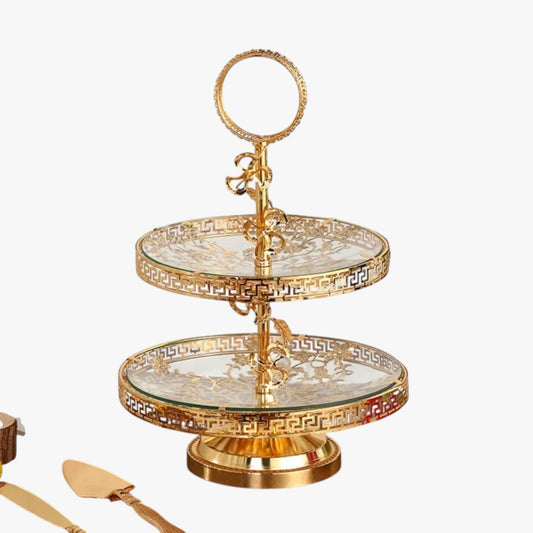 Jaziel | Zweistöckiges Dekoratives Tablett für Süßigkeiten und Obst