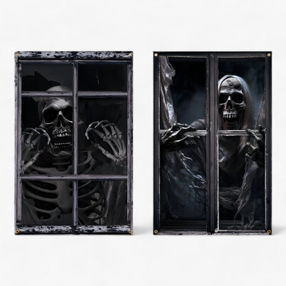 Blutdurstige Dunkelheit | Fenstervorhänge mit Halloween-Silhouette - Gruselige Horror-Dekoration