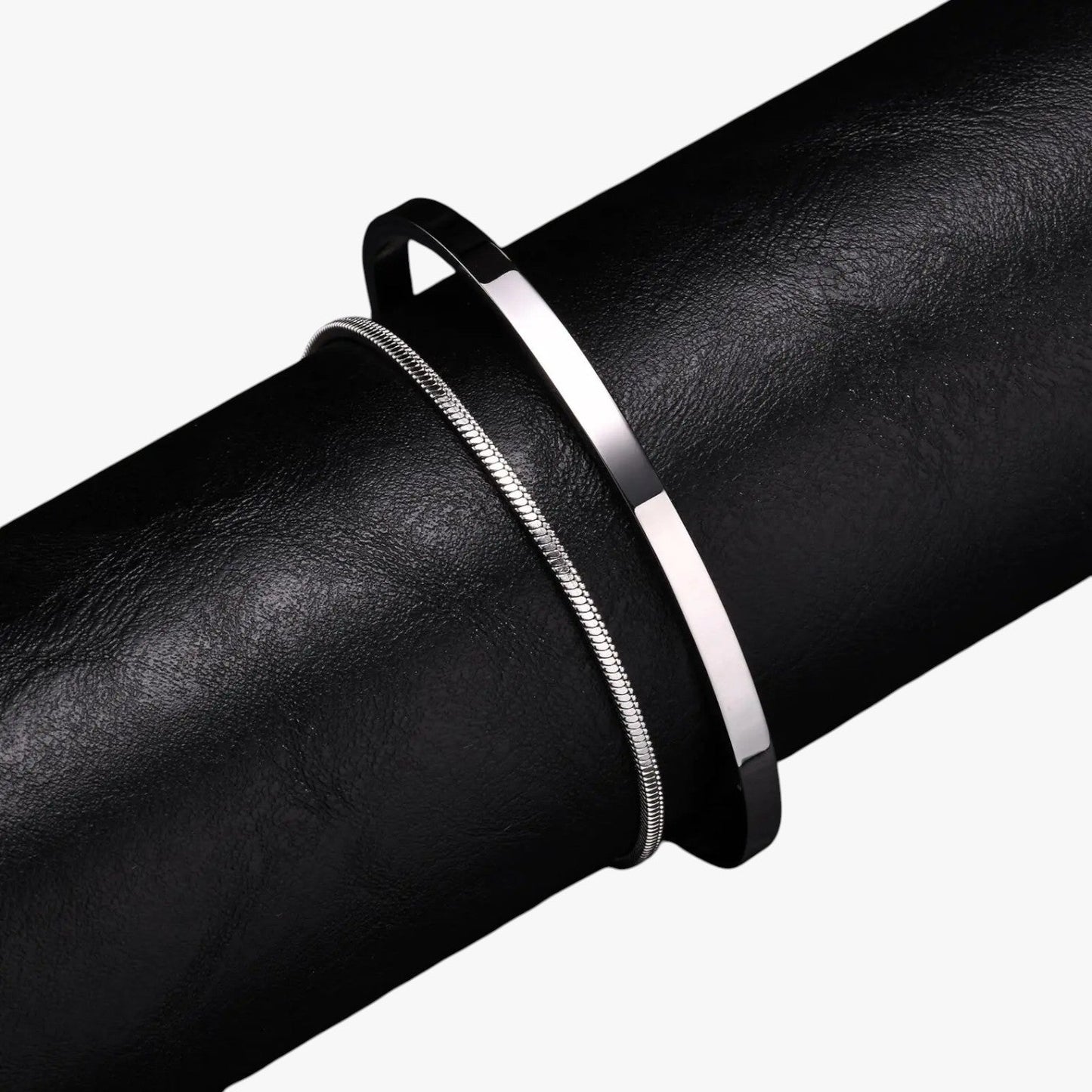 Philip | Set Herren-Stahlarmbänder mit schwarzen Details