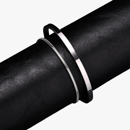 Philip | Set Herren-Stahlarmbänder mit schwarzen Details