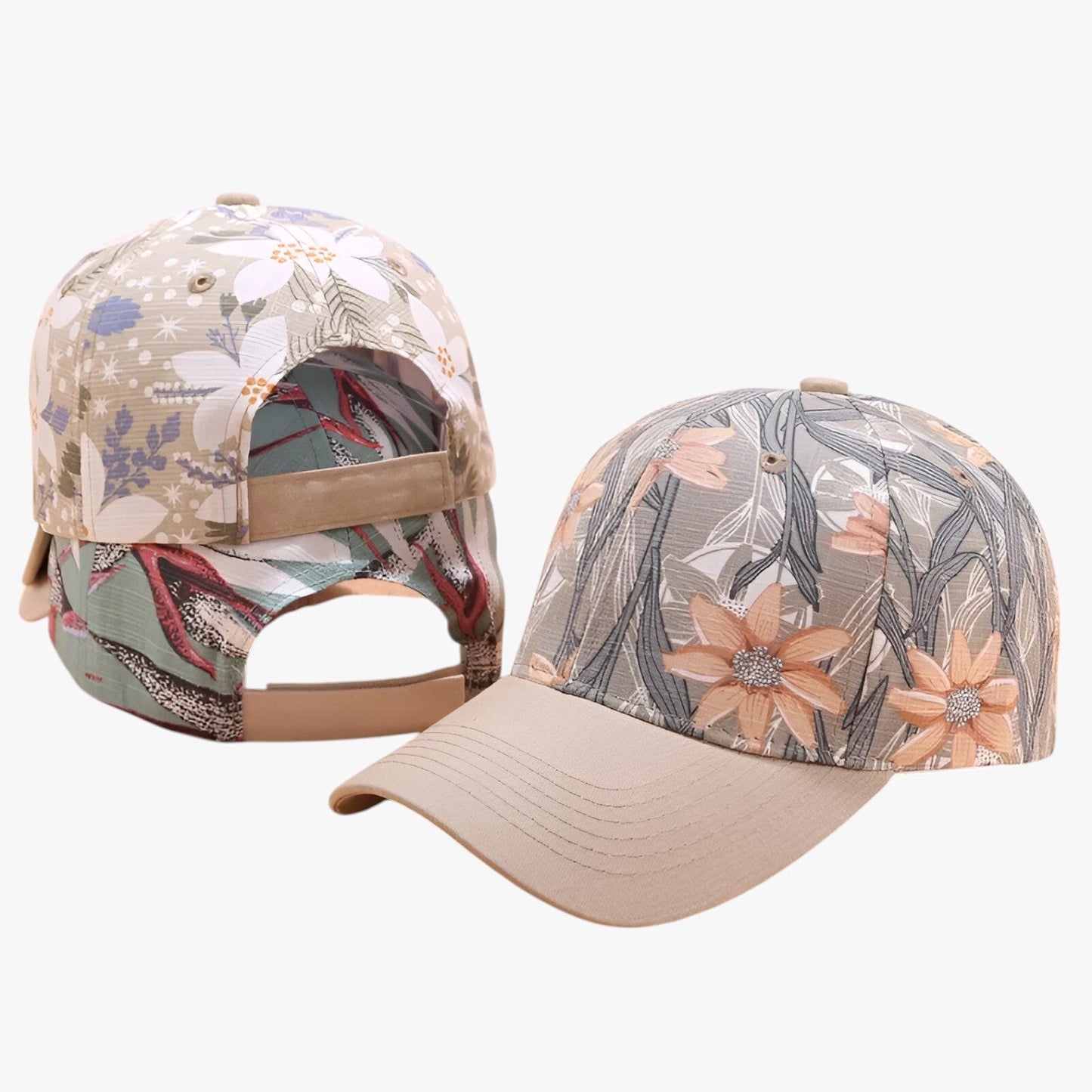 Ezra | Baumwoll-Basecap mit Blätterdruck und Sonnenvisier