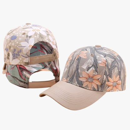 Ezra | Baumwoll-Basecap mit Blätterdruck und Sonnenvisier