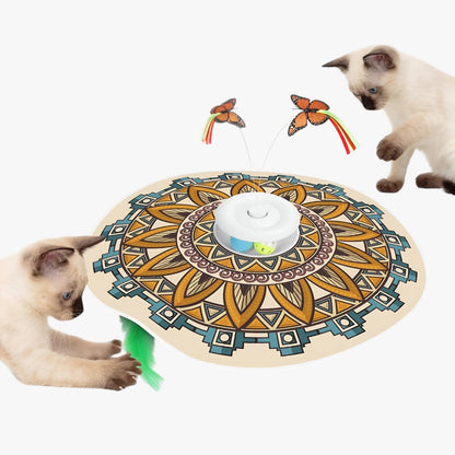 Jacob | Interaktives 4-in-1 Spiel für Katzen, wiederaufladbar, mit Schmetterling und Federn zum Jagen