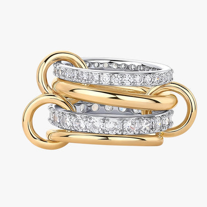 Elise | 18K Gold gestapelte Ringe mit Zirkonia