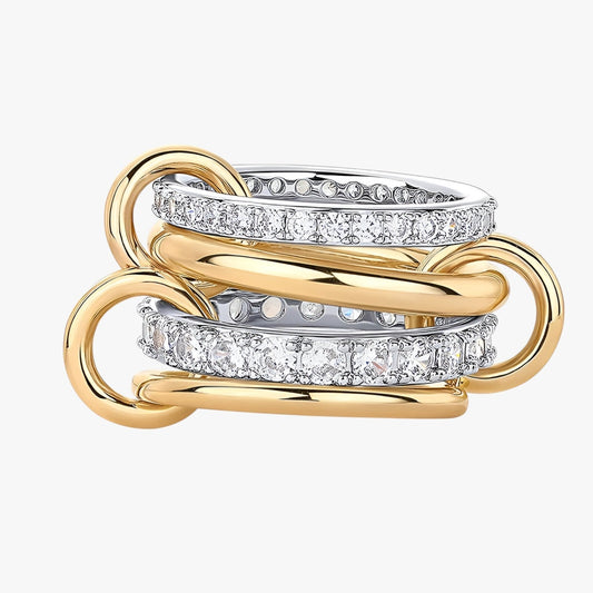 Elise | 18K Gold gestapelte Ringe mit Zirkonia