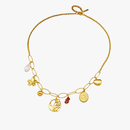 Bailey | Elegante Halskette mit Herz- und Tulpenanhängern