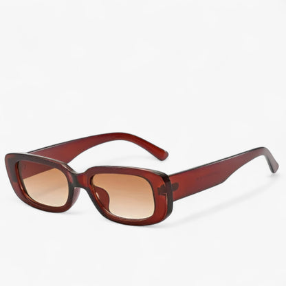 Nico | Unisex Retro Rechteckige Sonnenbrille mit Schwarzen Gläsern