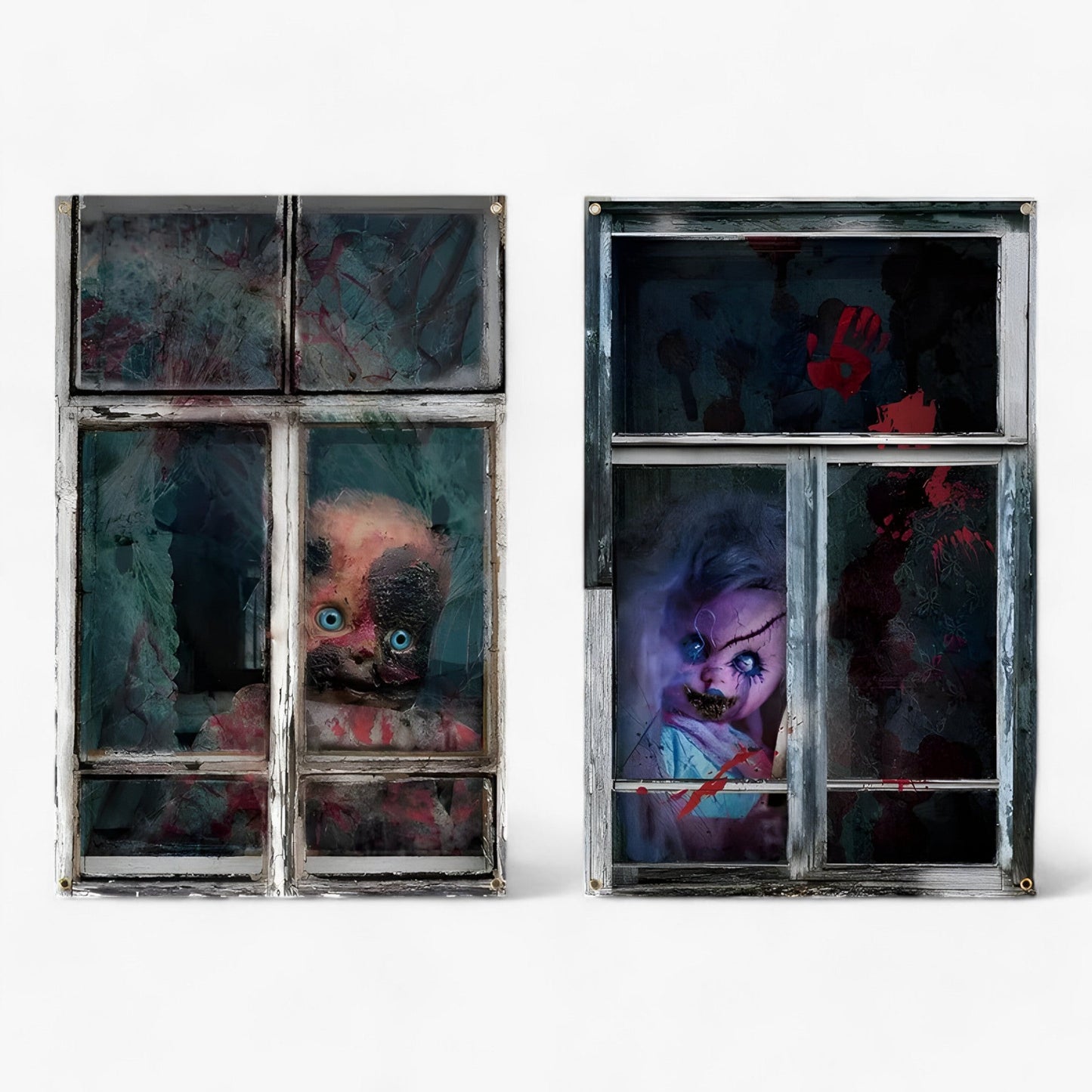 Blutdurstige Dunkelheit | Fenstervorhänge mit Halloween-Silhouette - Gruselige Horror-Dekoration