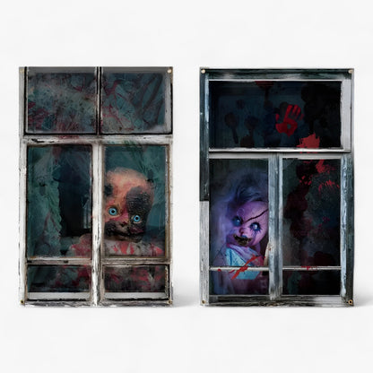Blutdurstige Dunkelheit | Fenstervorhänge mit Halloween-Silhouette - Gruselige Horror-Dekoration