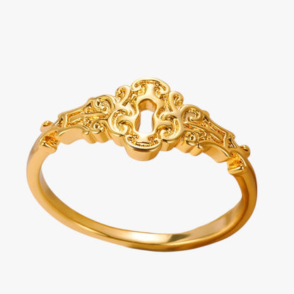 Lia | Glücksbringer Ring Schloss aus goldfarbenem wasserfestem Material