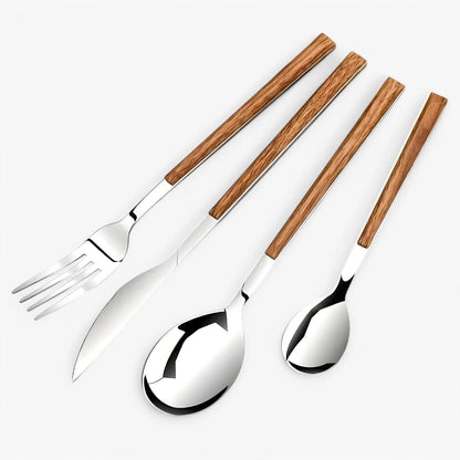 Minette | 12-teiliges Besteckset – Holzgriffe, spülmaschinenfest