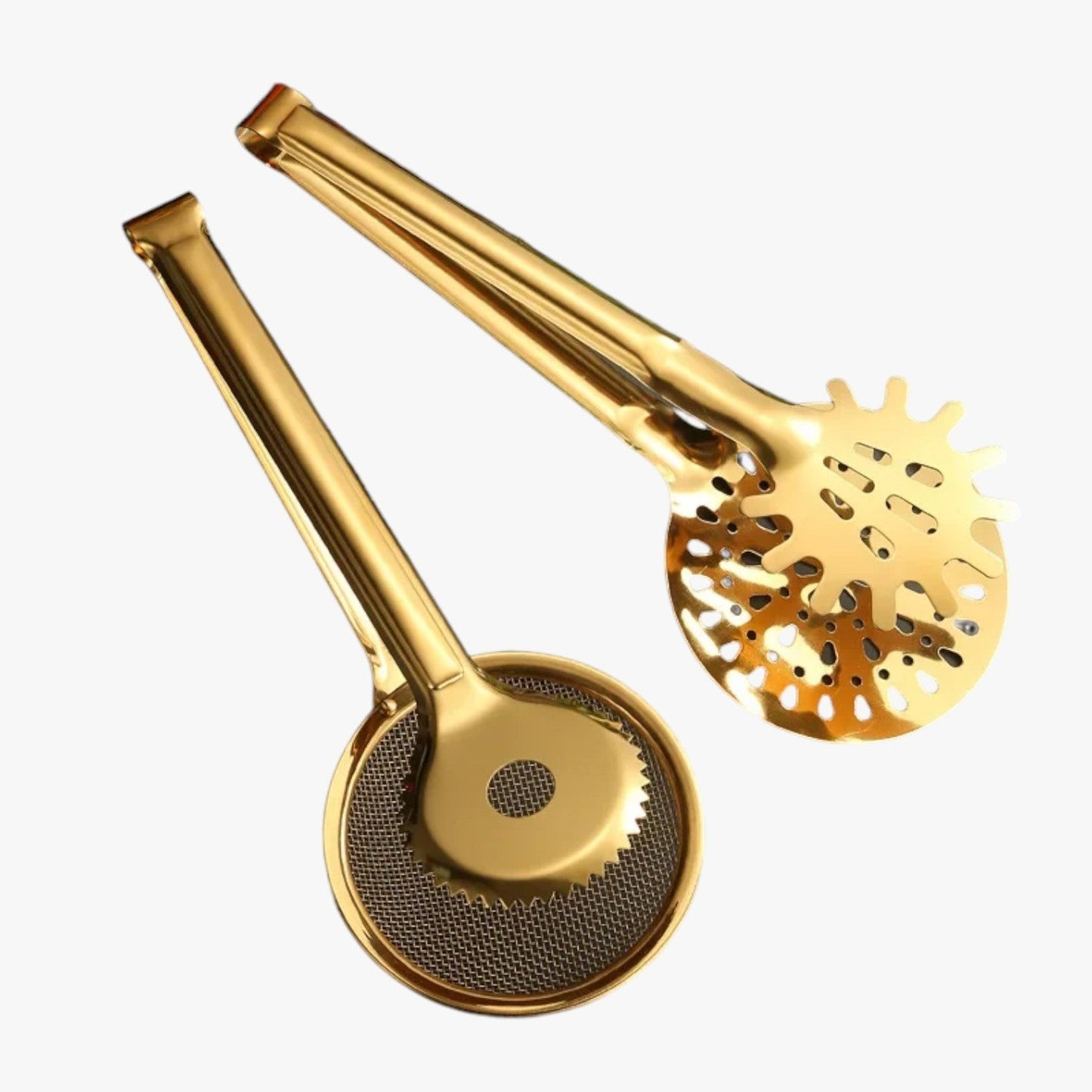 Dallas | Küchenzange 7-in-1 Gold – Sieb, Clip, Spachtel und Abtropfsieb in Einem