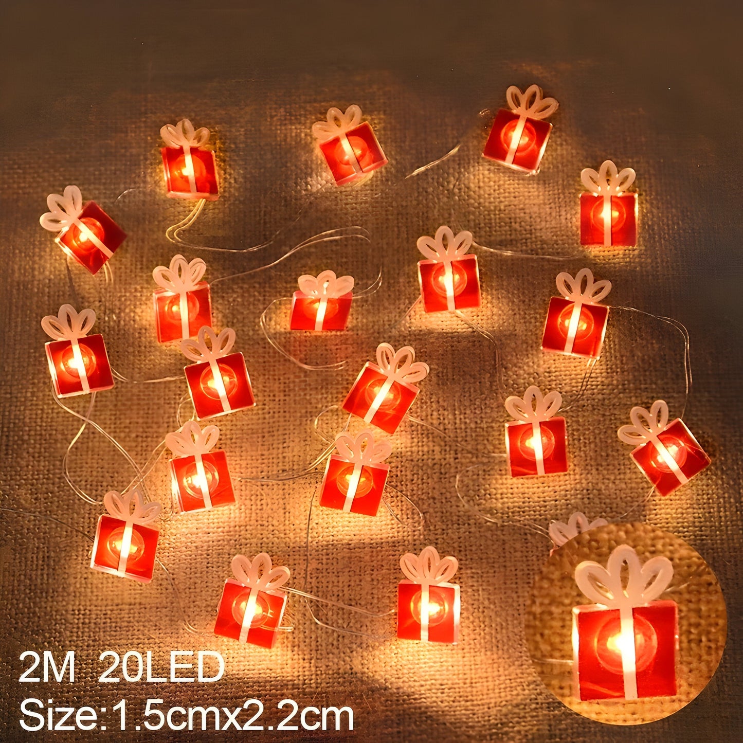 TwinkleLights | LED Lichterschlauch 20LED - Beleuchten Sie Ihre Feste mit dem Weihnachtsmann und Schneeflocken