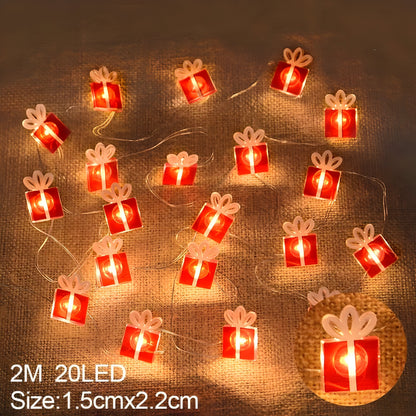 TwinkleLights | LED Lichterschlauch 20LED - Beleuchten Sie Ihre Feste mit dem Weihnachtsmann und Schneeflocken