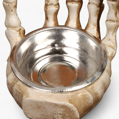 Skelettkerzenhalter aus Palmholz für Halloween - Gruselige Dekoration