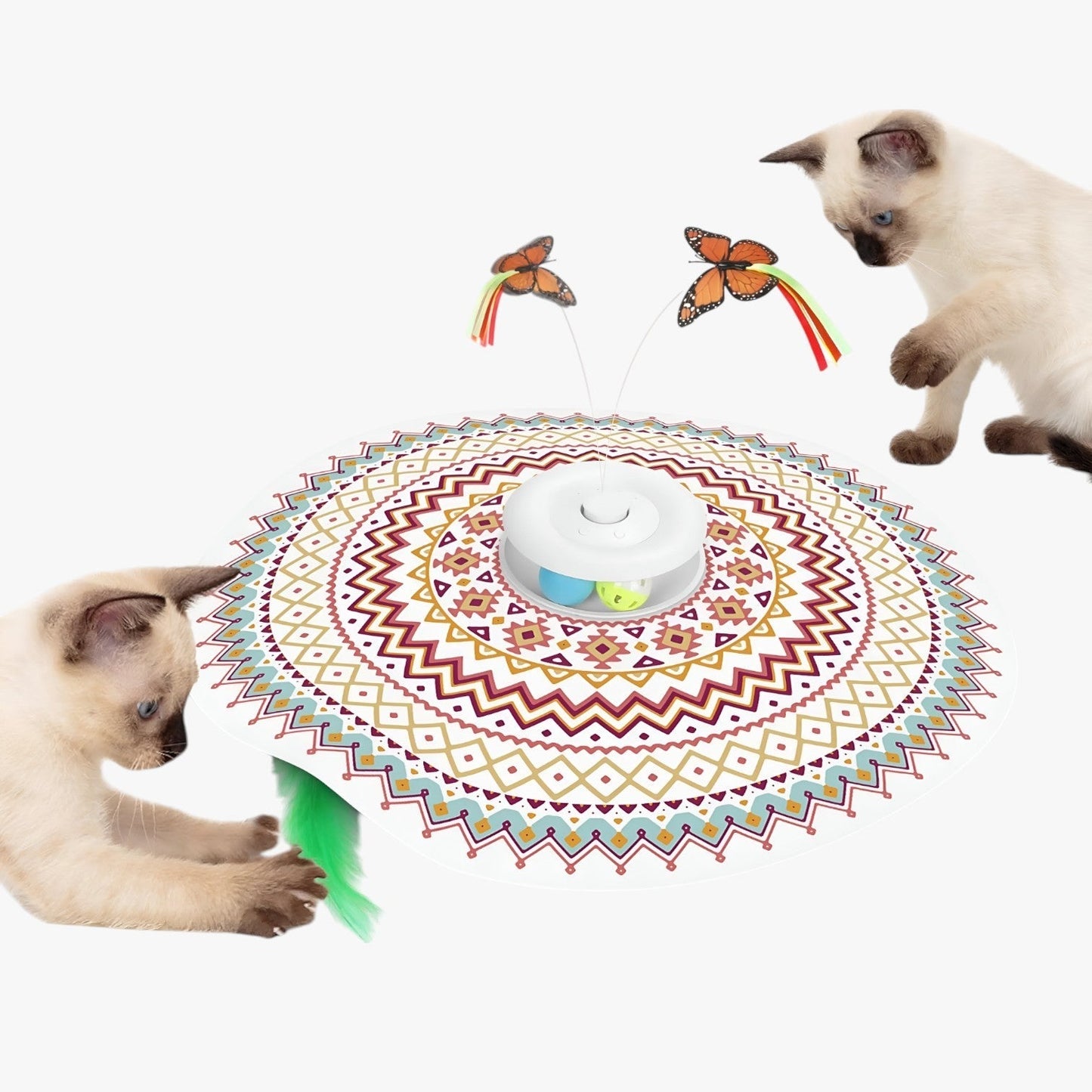 Jacob | Interaktives 4-in-1 Spiel für Katzen, wiederaufladbar, mit Schmetterling und Federn zum Jagen