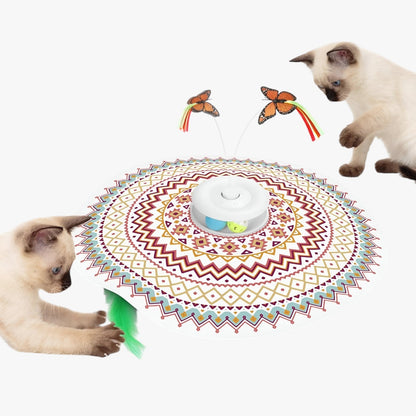 Jacob | Interaktives 4-in-1 Spiel für Katzen, wiederaufladbar, mit Schmetterling und Federn zum Jagen